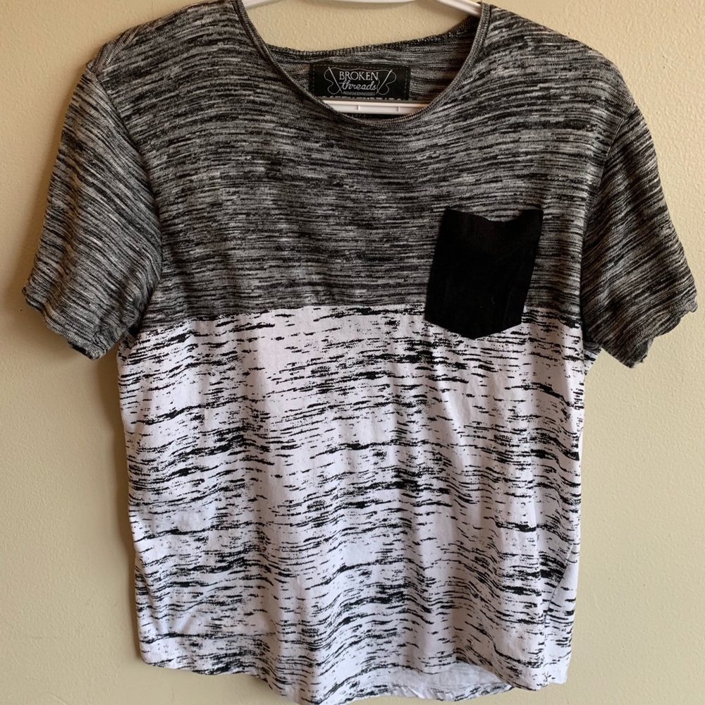 Black and white designed pocket tee